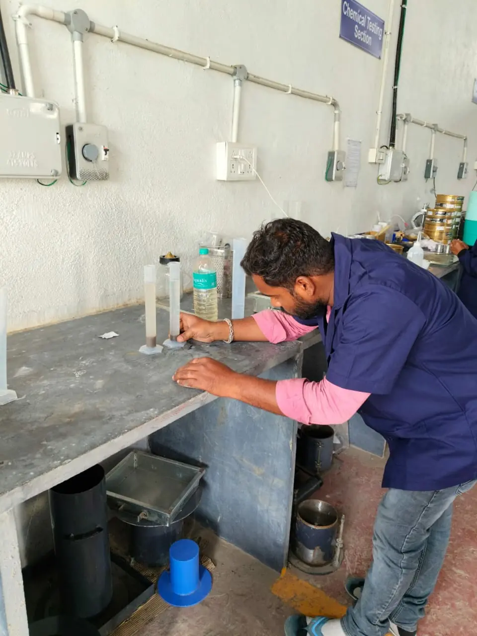 Water and chemical composition analysis for civil engineering materials