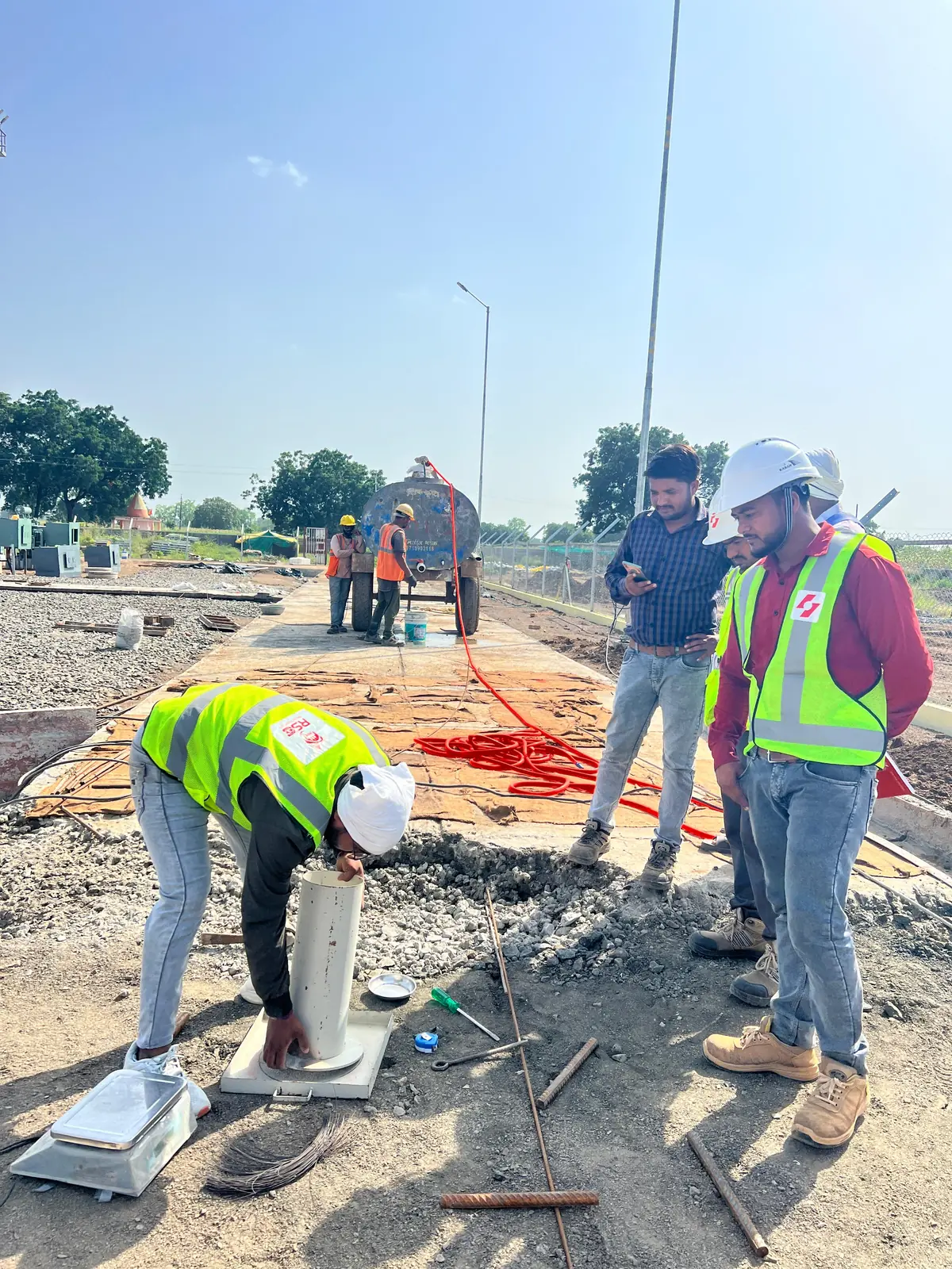 On-site concrete sampling and core cutting field work in Sambhajinagar